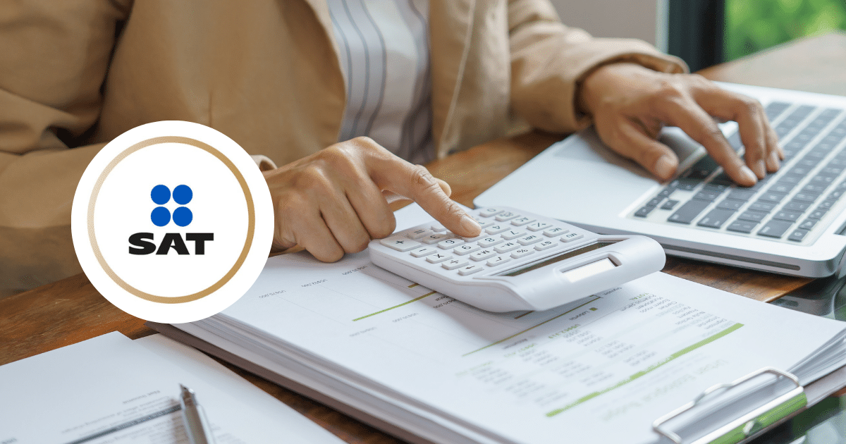 Illustration showing tax documents and profit-sharing calculations for Mexican taxpayers