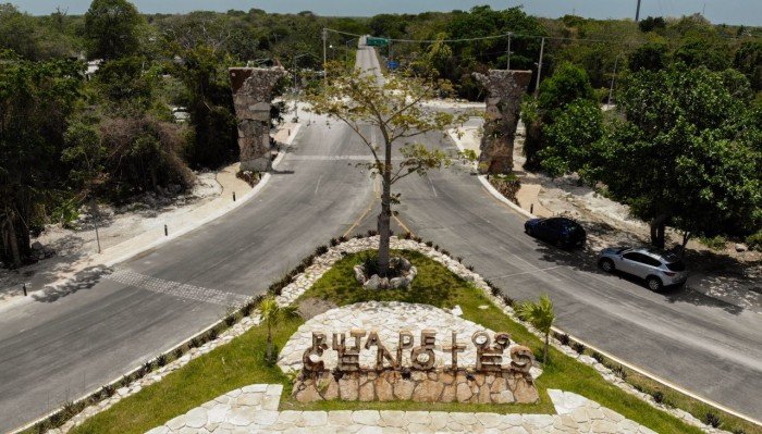 Aerial view of the Cenote Route in Puerto Morelos, Quintana Roo, Mexico