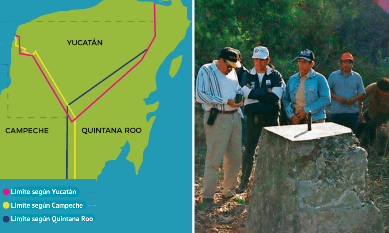 Map showing the disputed Punto Put area where Yucatan, Campeche and Quintana Roo borders meet