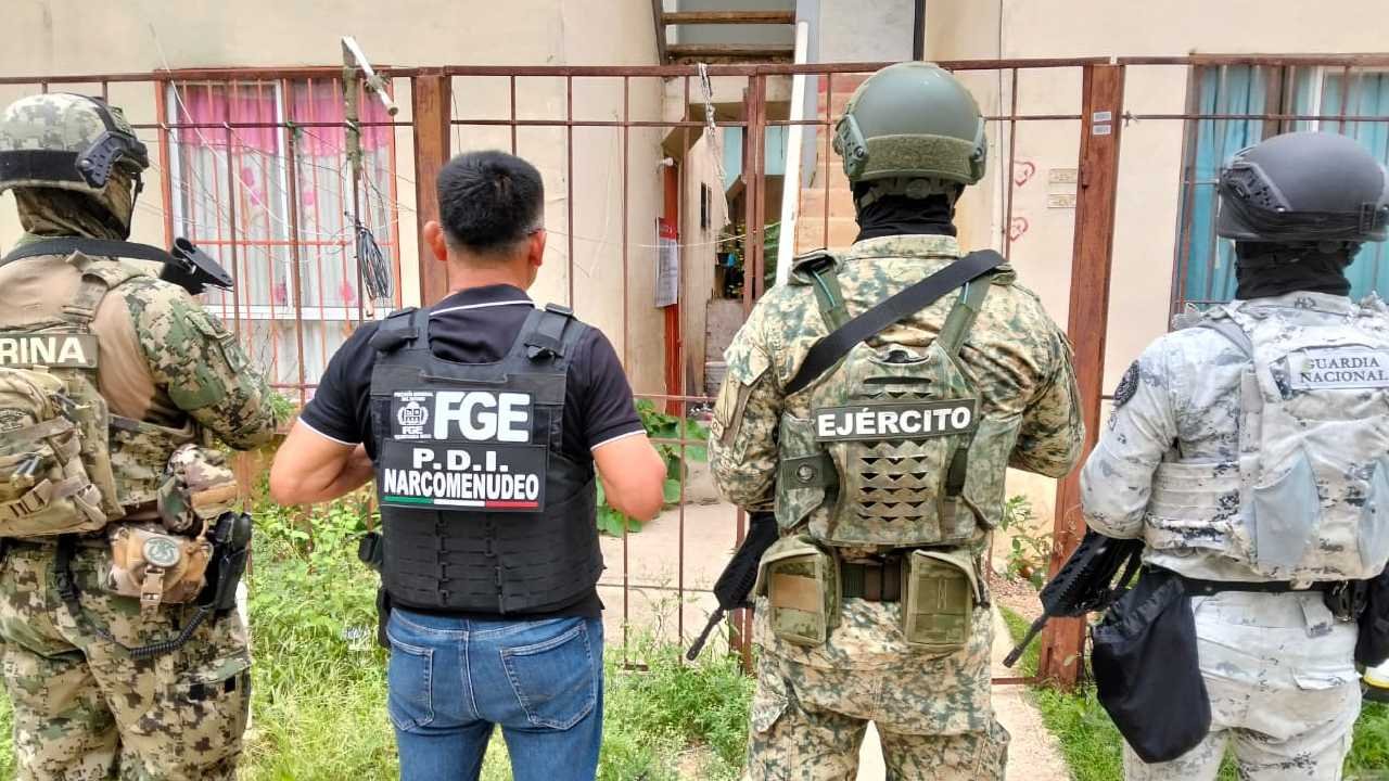 A property raided by security forces in Quintana Roo during a series of operations targeting criminal organizations.