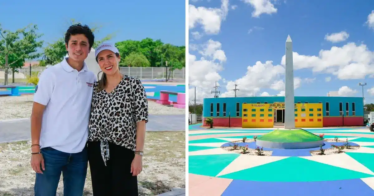 Renovated Plaza Ejidatarios in Isla Mujeres with new pedestrian areas and mural