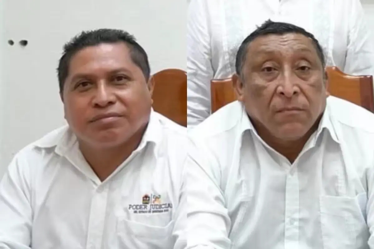 Simon Caamal and Gabino Cruz, leaders of the Gran Consejo Maya, who are accused of exploiting Maya cultural heritage