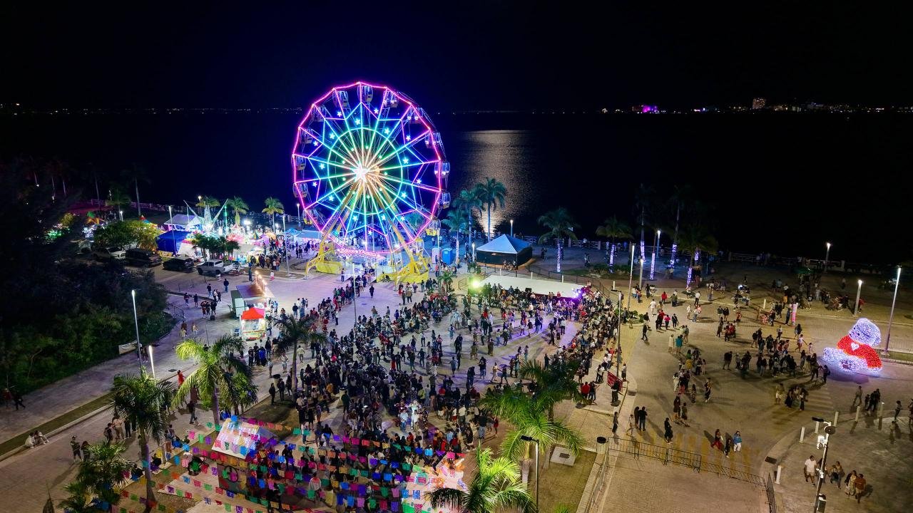 Aerial view of the Tajamar wetland area in Cancun showing environmental impact