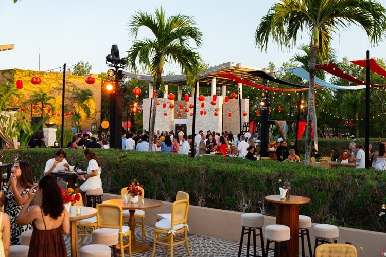 Thai Fest event setup at a Banyan Tree hotel in Mexico