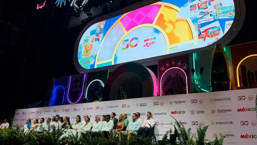 Speakers at the inauguration of the 50th Tianguis Turistico in Acapulco, Guerrero