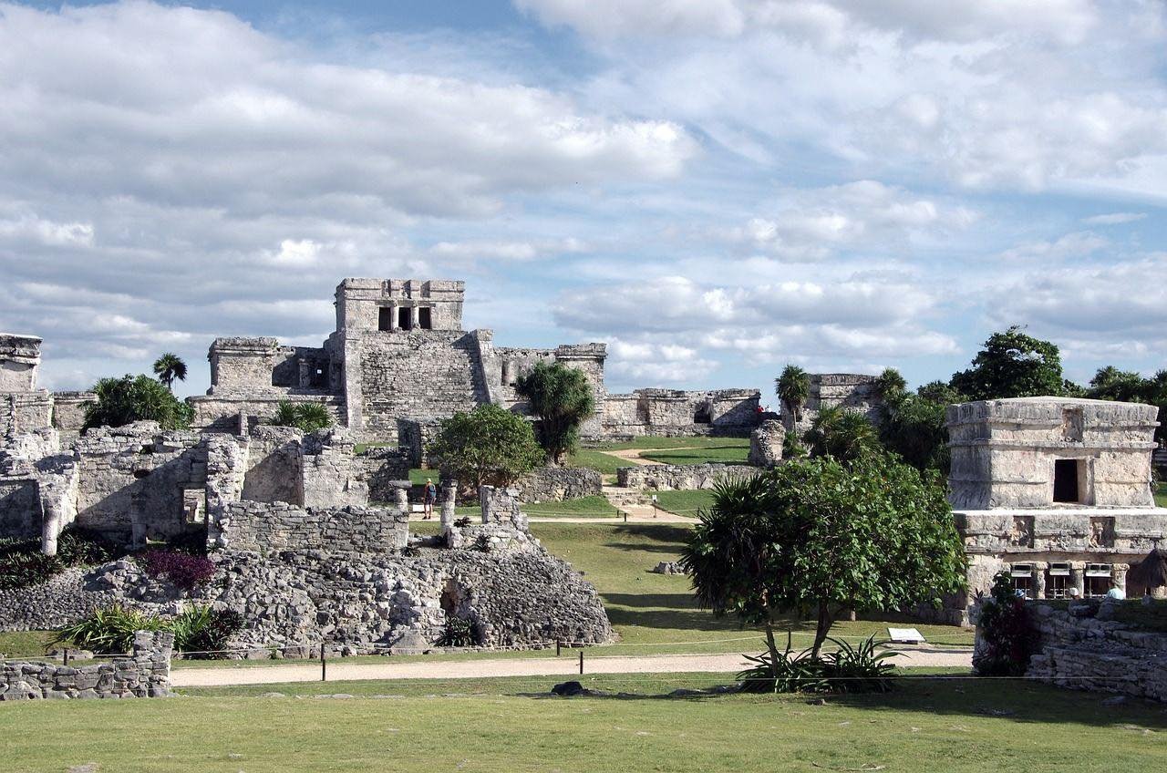 The Tulum archaeological site overlooking the Caribbean Sea