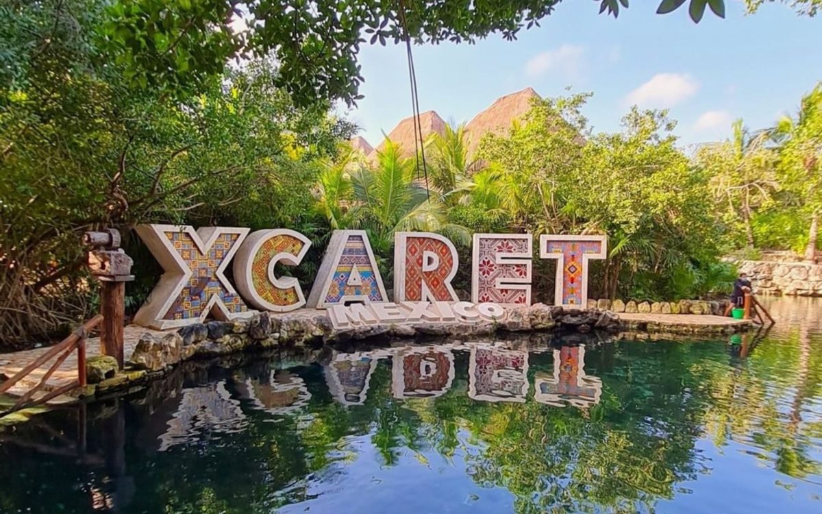Entrance to Xcaret eco-archaeological park in Riviera Maya
