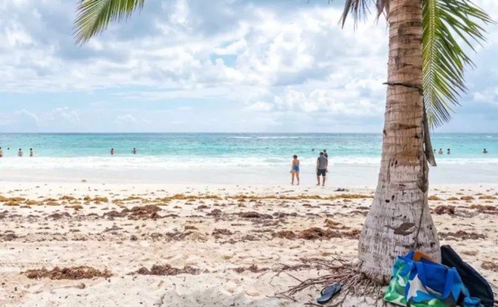 Aerial view of the Xpu-Ha coastline in Quintana Roo, Mexico