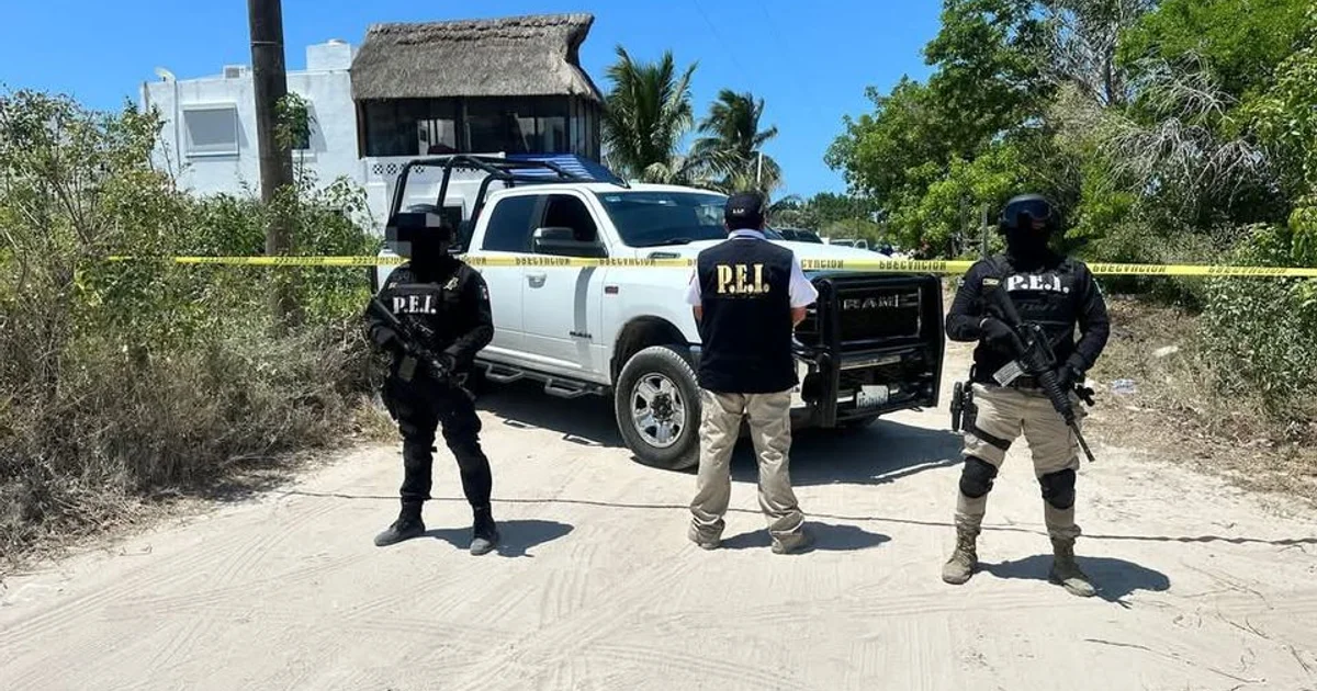 Police vehicles and officers in Yucatan, Mexico