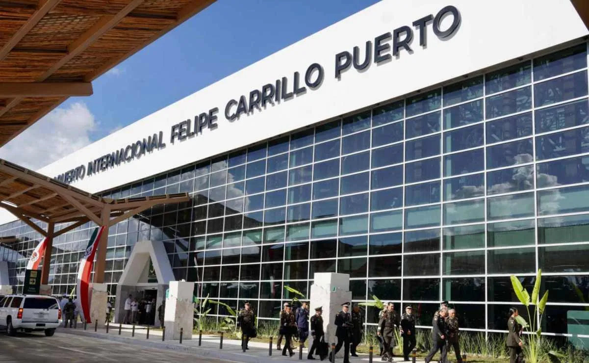 Exterior view of the Felipe Carrillo Puerto International Airport in Tulum, Quintana Roo