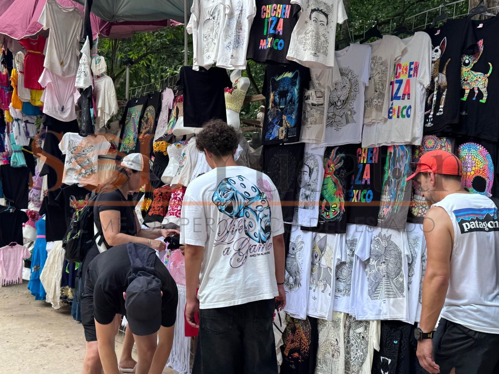 Artisans selling crafts at the Chichen Itza archaeological site in Yucatan, Mexico