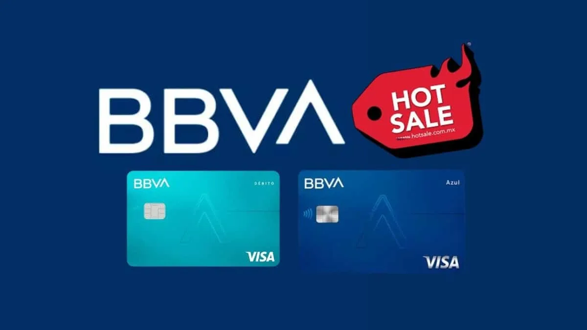 BBVA credit card and smartphone showing Hot Sale 2026 promotions