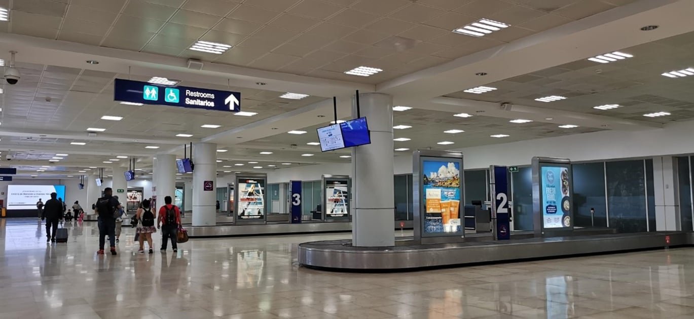 Exterior view of Cancun International Airport terminal building