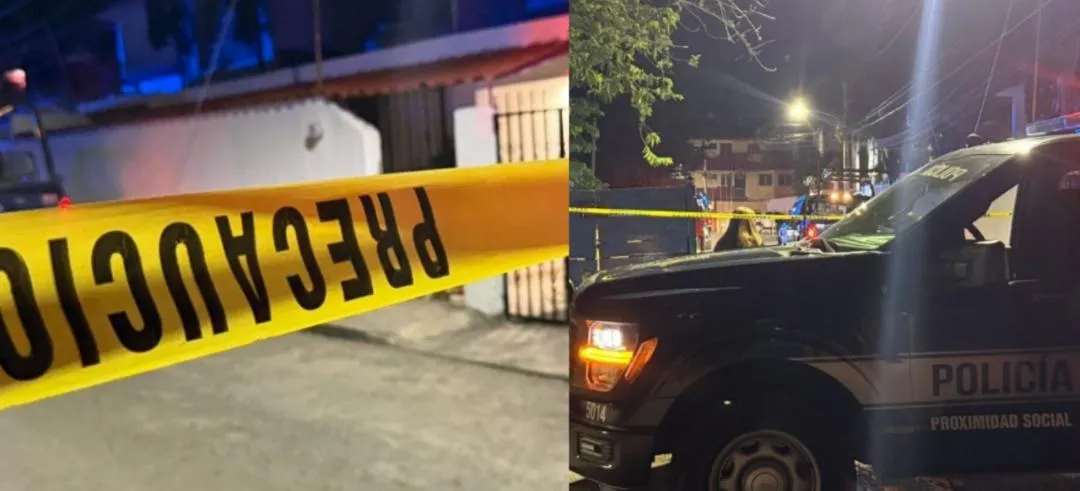 Police officers at the scene of a shooting in Cancun