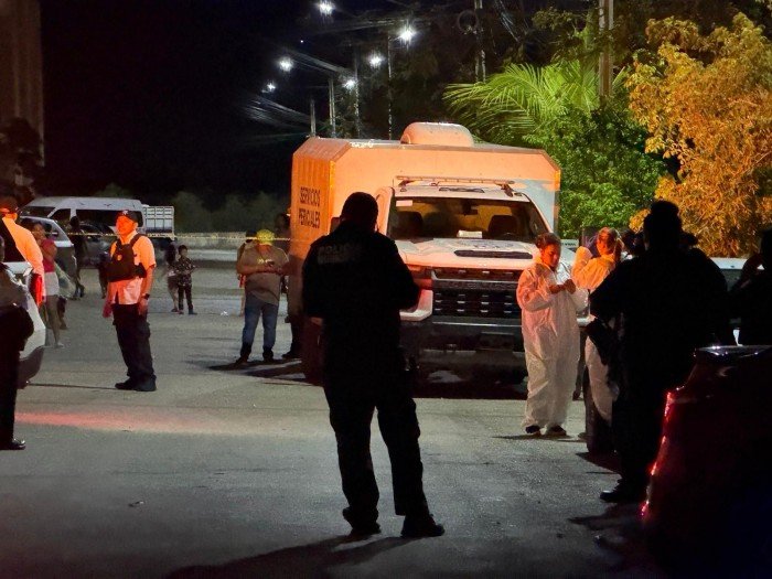 Police tape at a crime scene in Cancun after a fatal stabbing