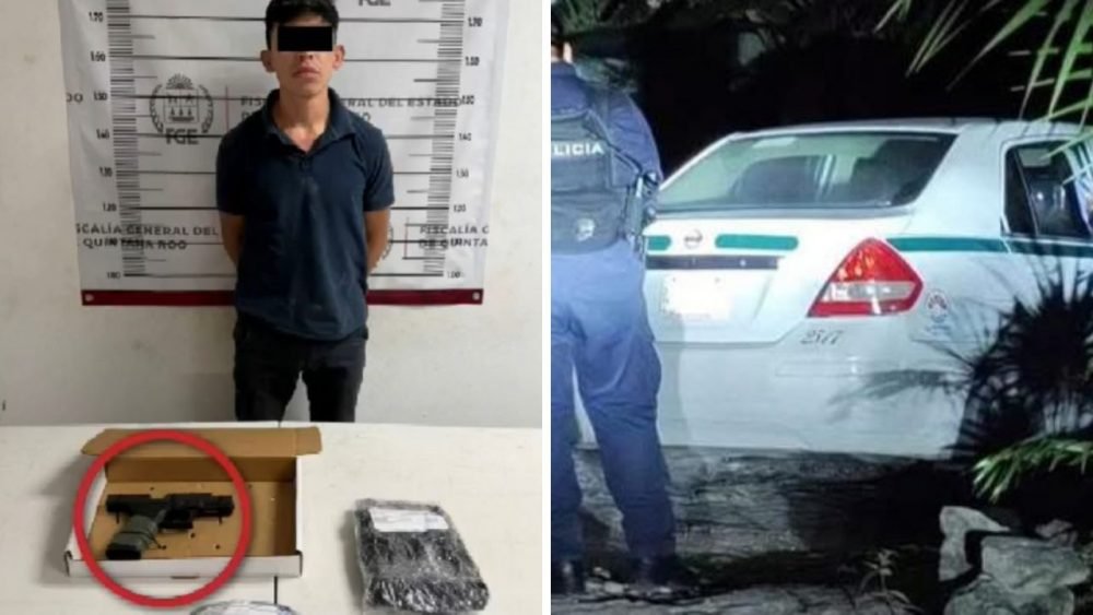 Police officers at a crime scene in Cancun