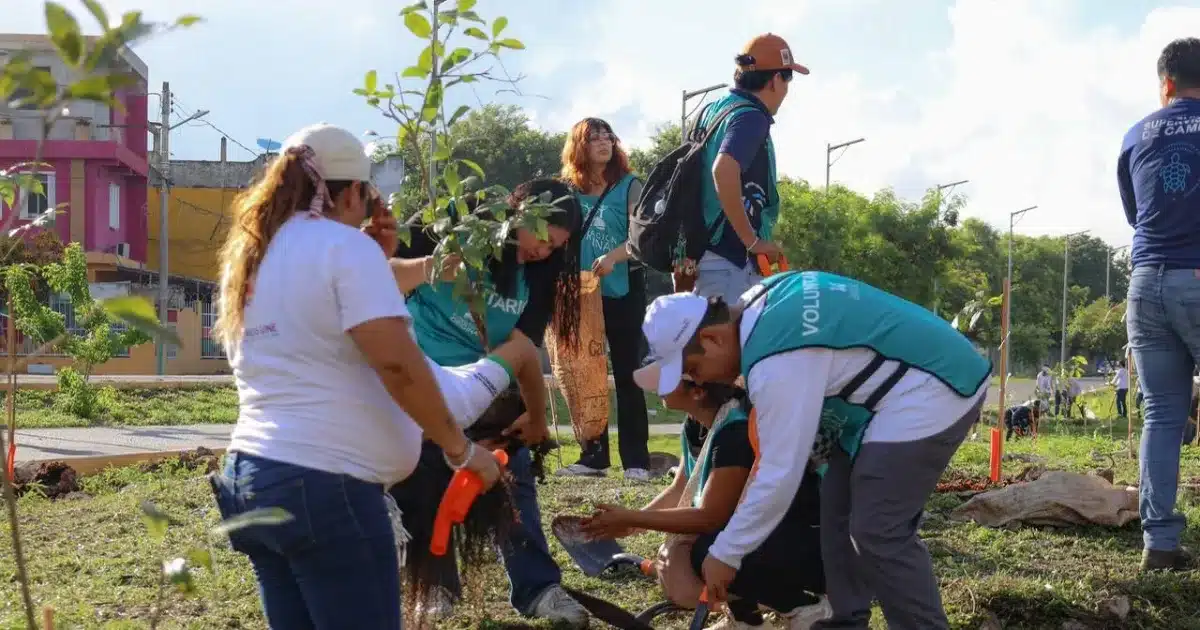 Cancun city officials at a tree planting event, representing the Tree City of the World recognition