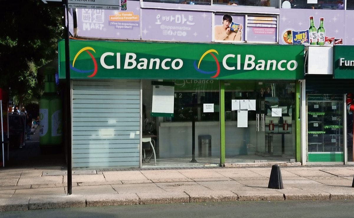 Exterior of a CIBanco branch with signage