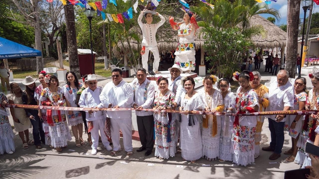 People gather at the El Cedral Festival in Cozumel, a traditional celebration with 178 years of history.