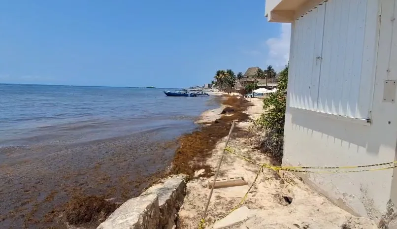 Erosion damage at the base of It Beach Combo building in Playa del Carmen
