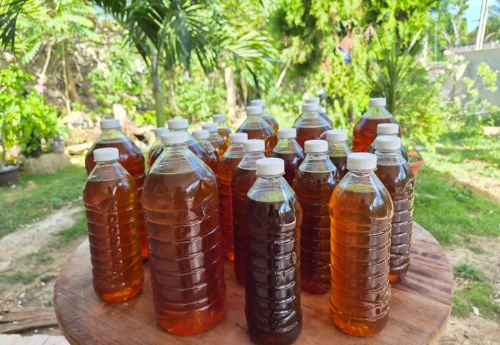 A jar of fake honey being sold on a digital app in Cancun