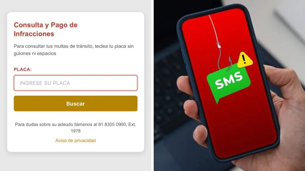 Screenshot of a fraudulent SMS message about a fake traffic fine in Cancun