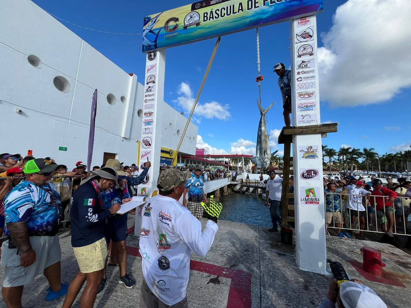 Fishing boats docked at Cozumel's San Miguel pier for the Rodeo de Lanchas Mexicanas tournament