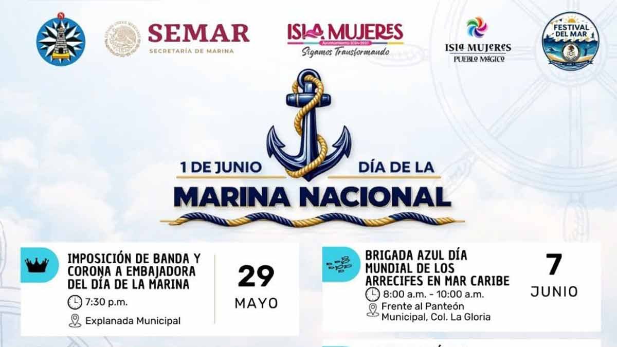 Mayor Atenea Gomez Ricalde presenting the Navy Day agenda in Isla Mujeres