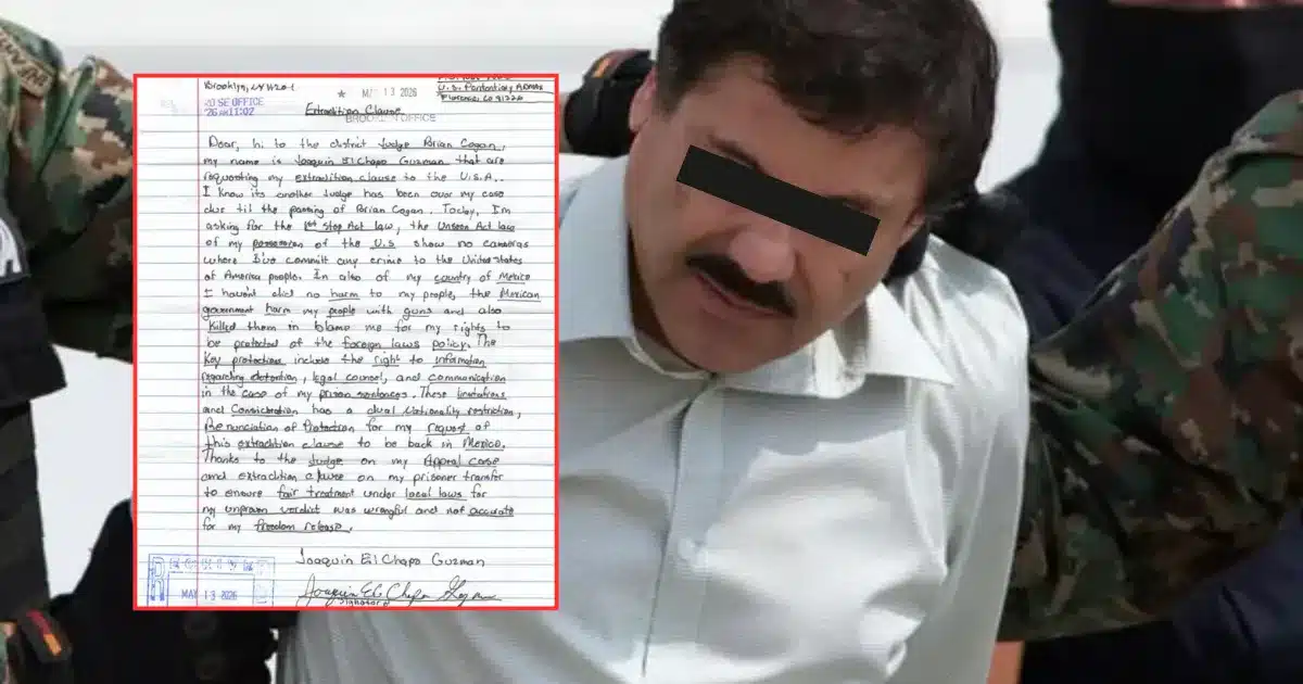 Handwritten letter from Joaquin El Chapo Guzman to a New York federal court requesting extradition to Mexico