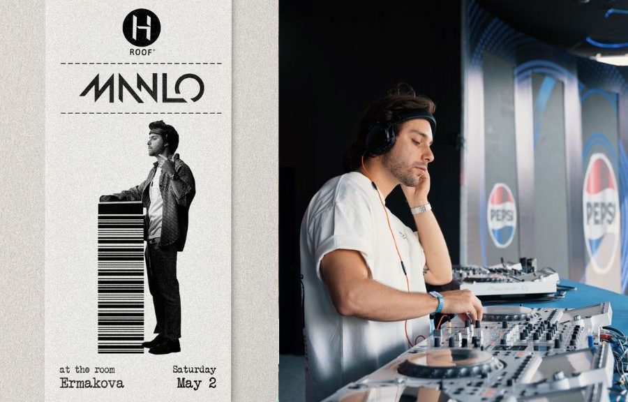 Mexican DJ MANLO performing electronic music at a club