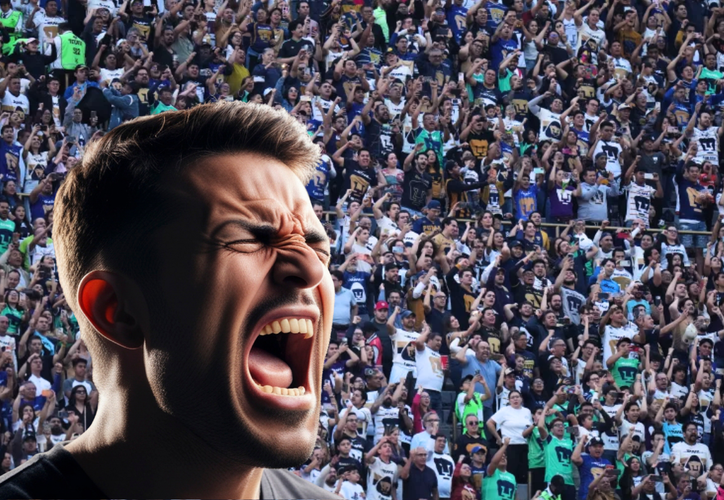 Soccer fans doing the wave in a stadium
