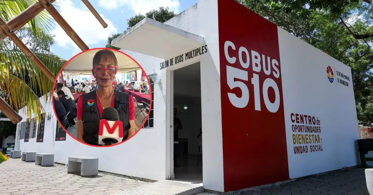 Exterior of the renovated COBUS building in Cancun's region 103, housing the new Sexual Diversity offices.