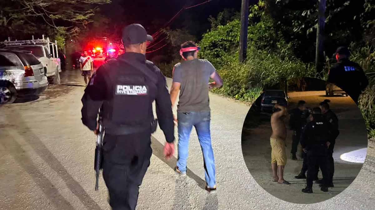 Police officers and Red Cross ambulance responding to a brawl in Cancun's Nuevo Milenio neighborhood