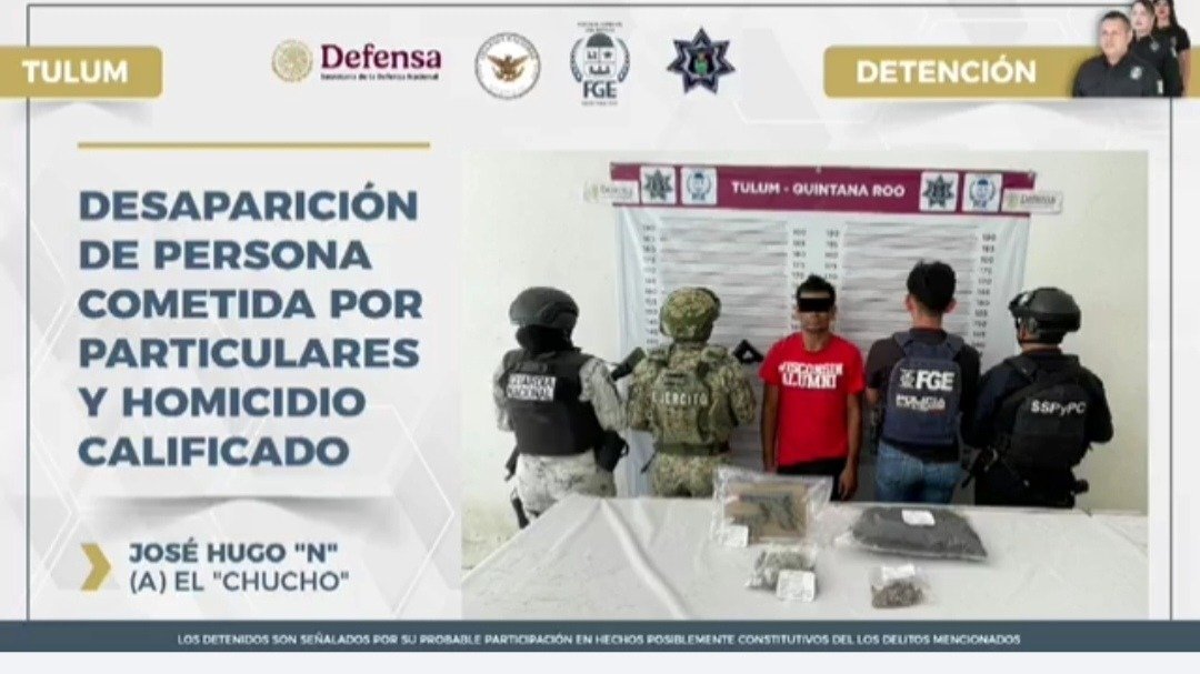 Police officers detain a suspect in Tulum, Quintana Roo