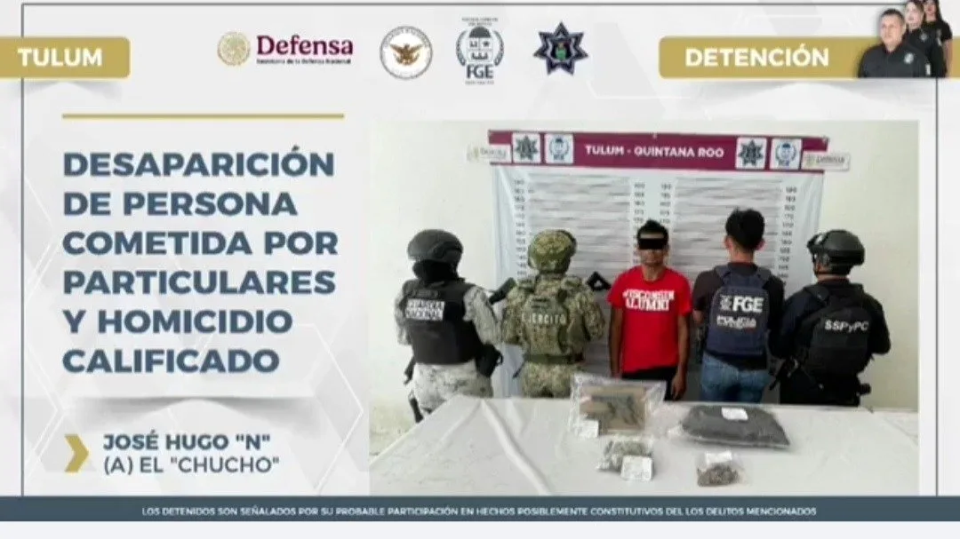 Police officers detain a suspect in Tulum, Quintana Roo