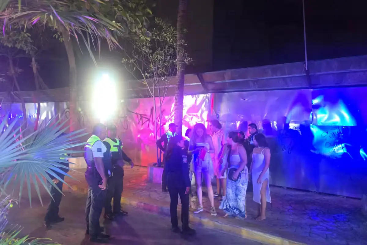 Police officers at the scene of a brawl at Coco Bongo nightclub in Cancun