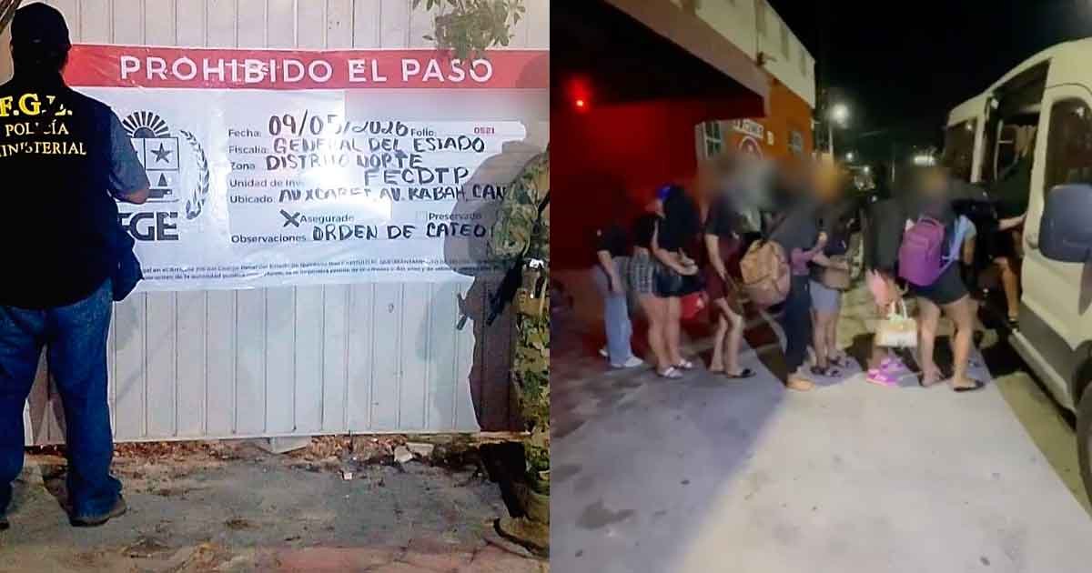 Exterior of a bar in Isla Mujeres during a police raid that rescued 11 women from human trafficking