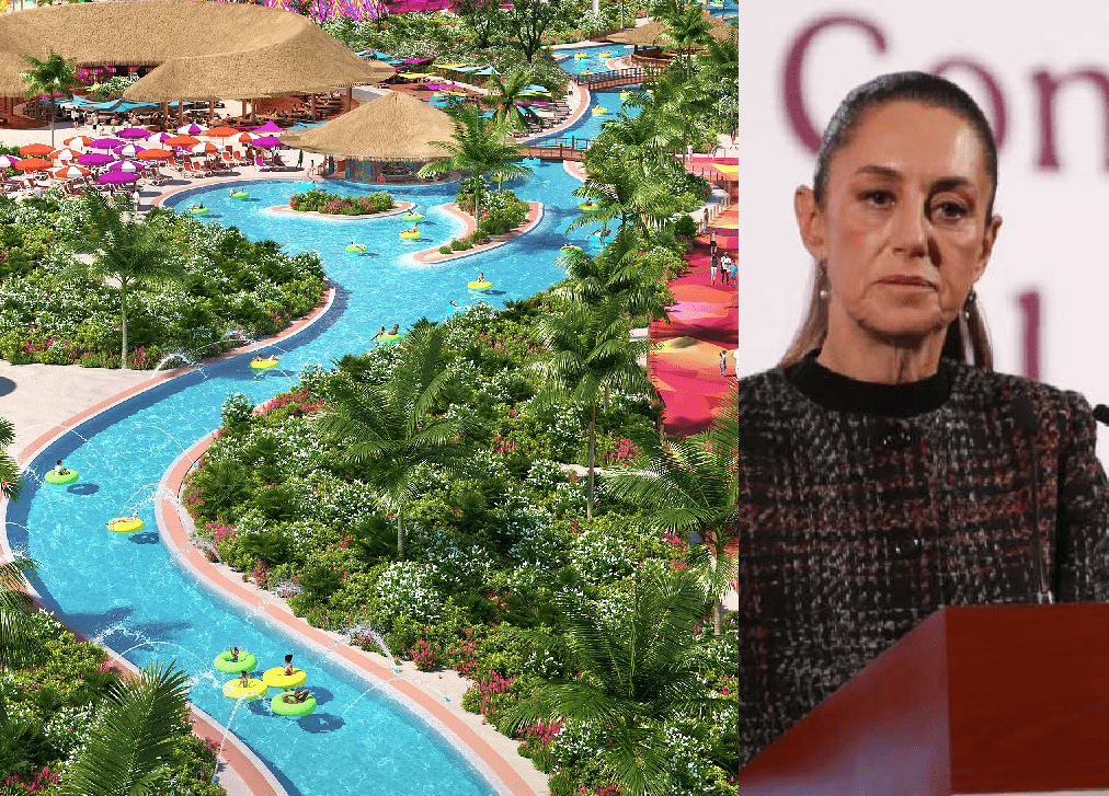 President Claudia Sheinbaum speaking at a morning press conference about the Perfect Day Mexico project in Mahahual