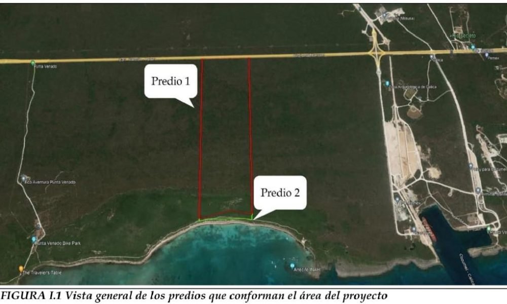 Aerial view of Punta Venado beach and surrounding jungle in Quintana Roo