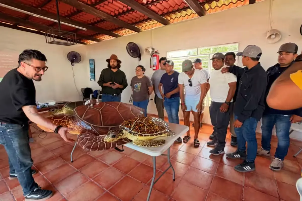 Participants at a sea turtle conservation workshop in El Cuyo, Yucatán