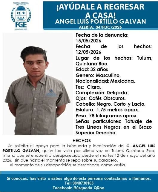 Search alert posters for two missing men in Tulum, Quintana Roo