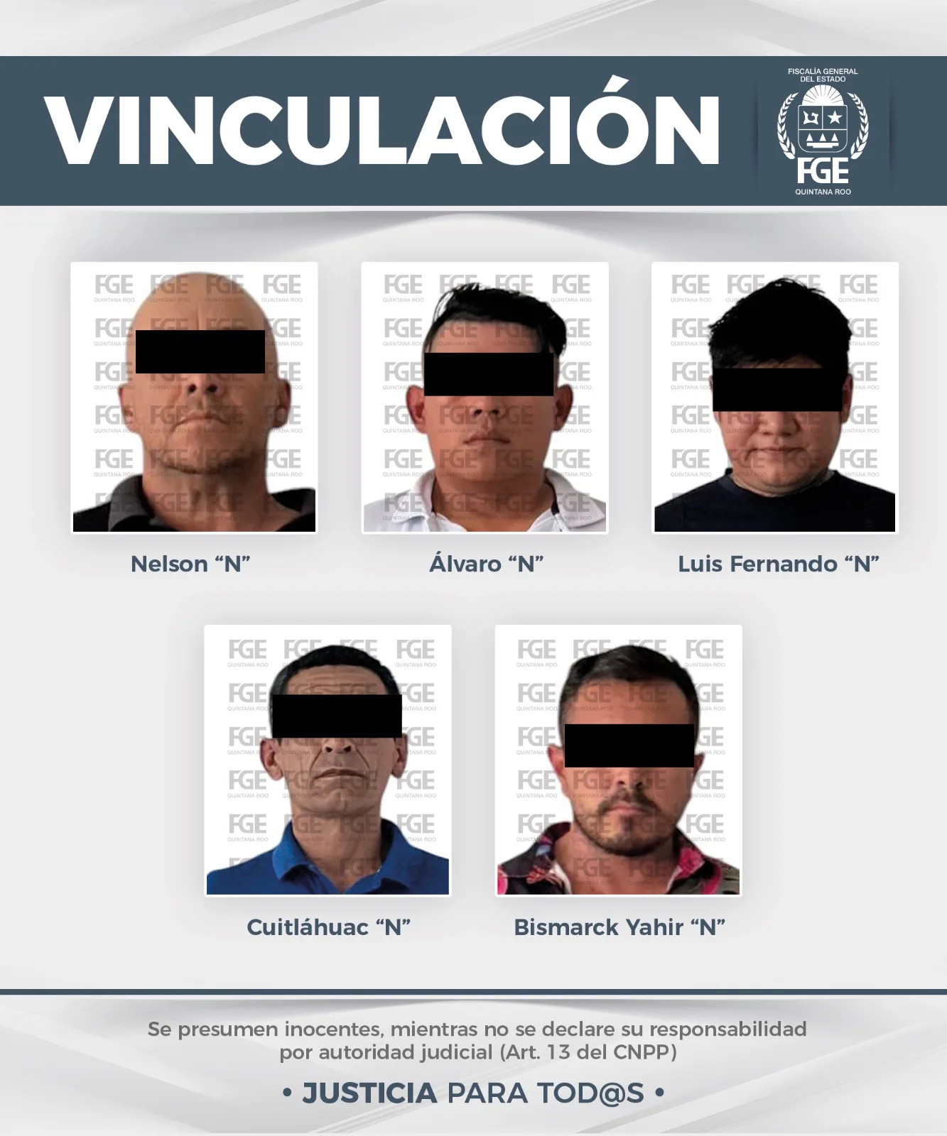 Seven men charged with extortion in Cozumel, judge orders pretrial detention