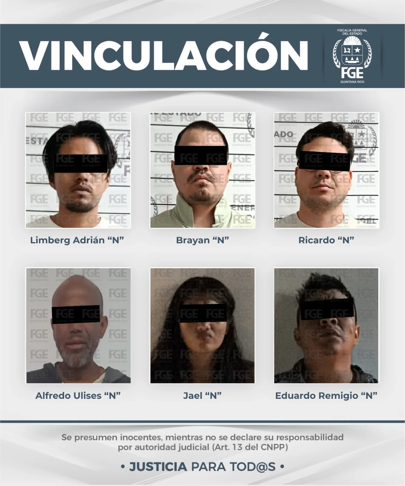 Six individuals charged with drug crimes in Benito Juarez, Quintana Roo