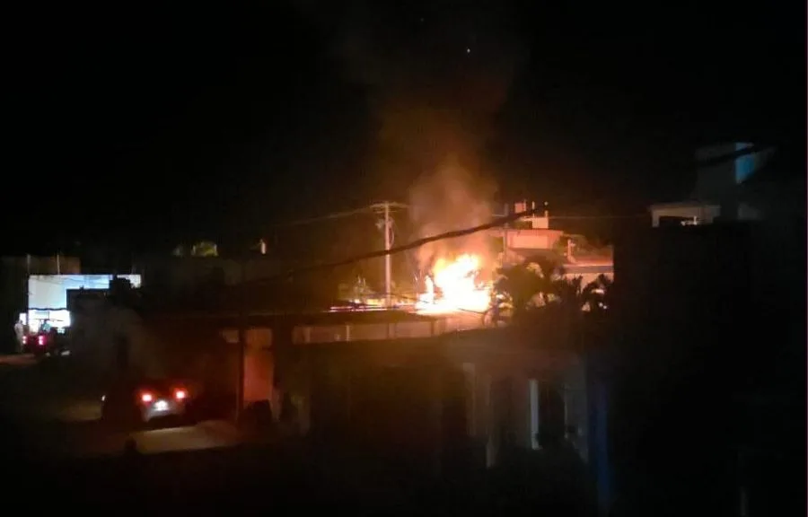 A burned transformer near the pier in Chiquilá, Quintana Roo, after a fire caused a widespread blackout.