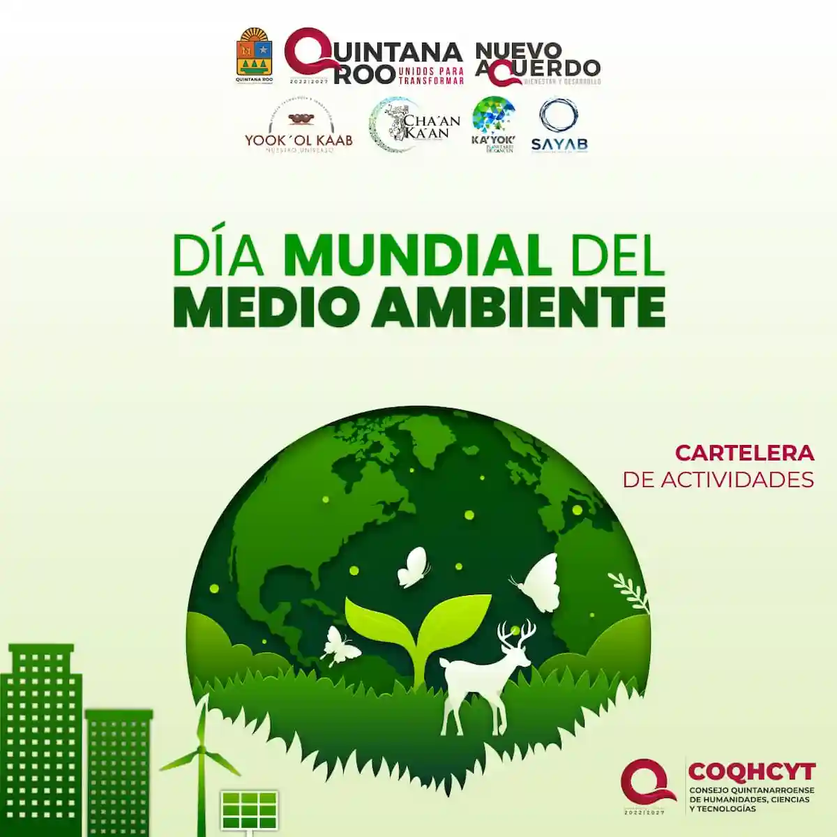 Poster for World Environment Day events at planetariums in Quintana Roo