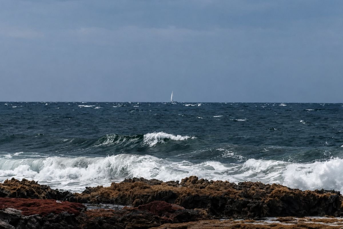 Boat adrift off Puerto Aventuras