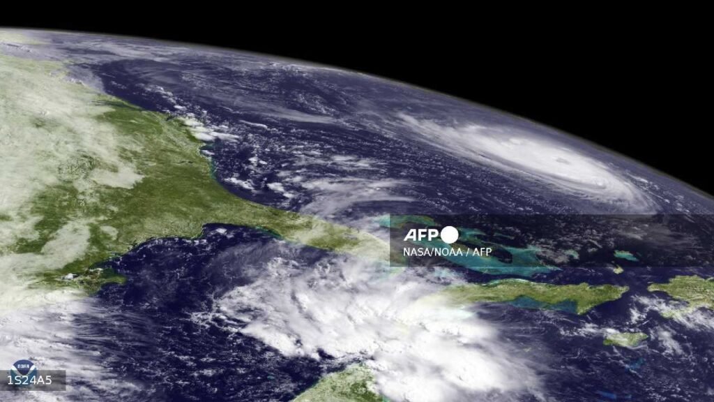 Satellite image of a hurricane over the Atlantic Ocean