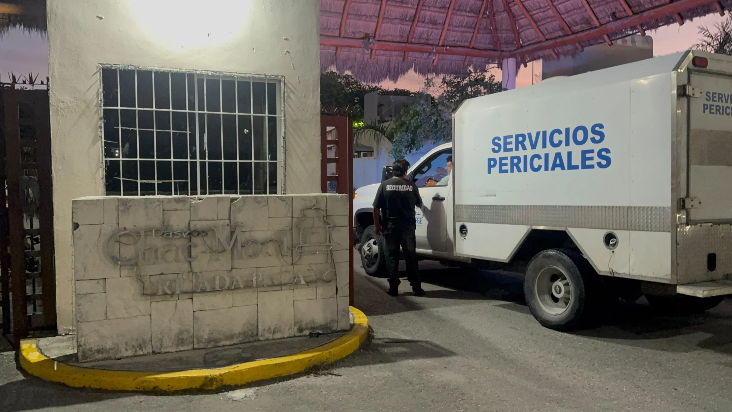 Police tape at a crime scene in Cancun's Privada Pagalo neighborhood