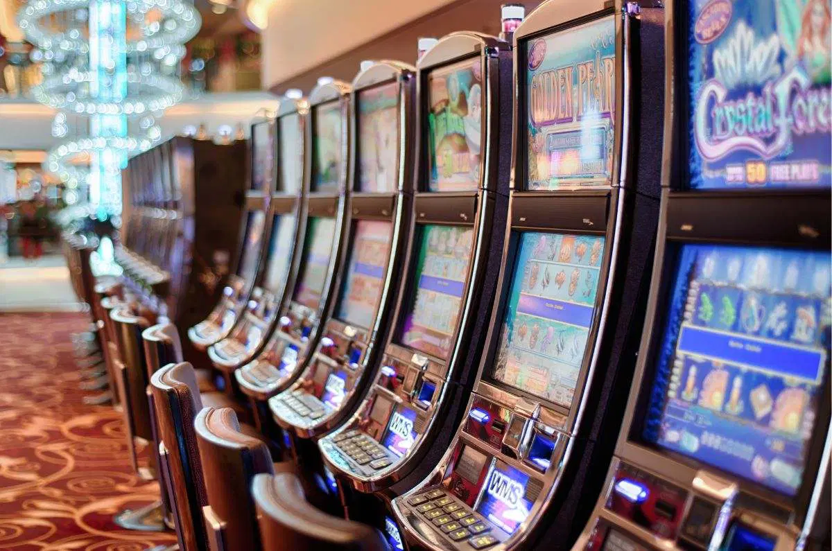 row of slot machines in a mexican casino