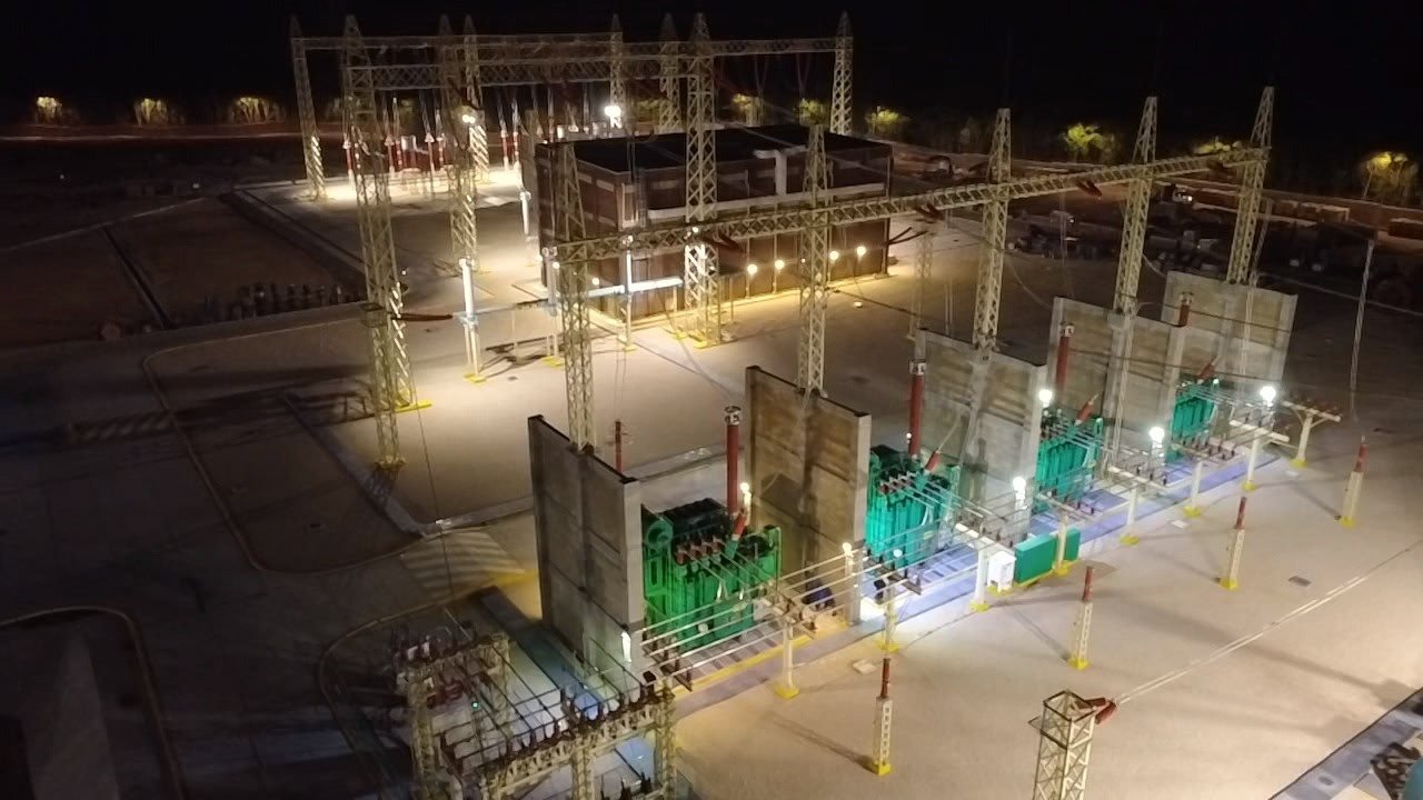 Aerial view of the new Leona Vicario electrical substation in Quintana Roo, Mexico